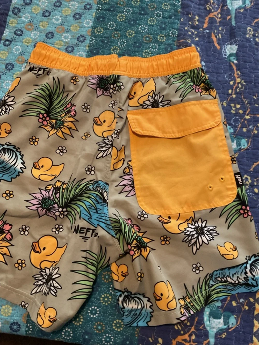 Neff Rubber Duck Graphic Swim Shorts Trunks Small